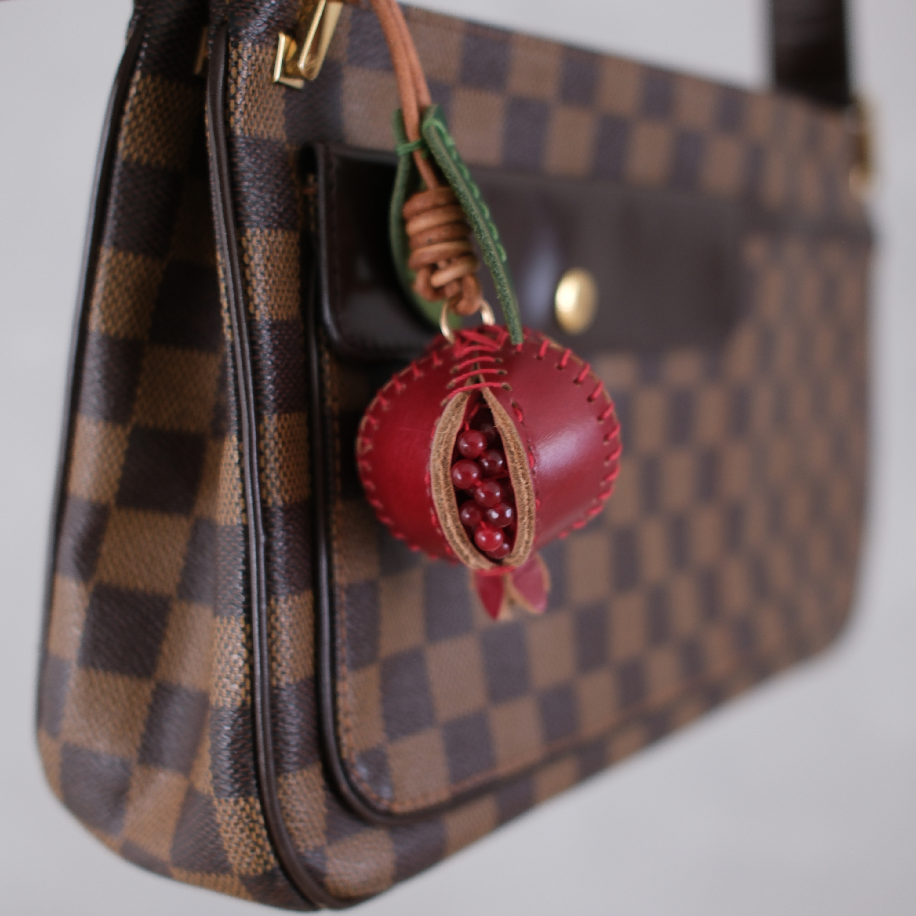 Genuine Leather Pomegranate Bag Charm