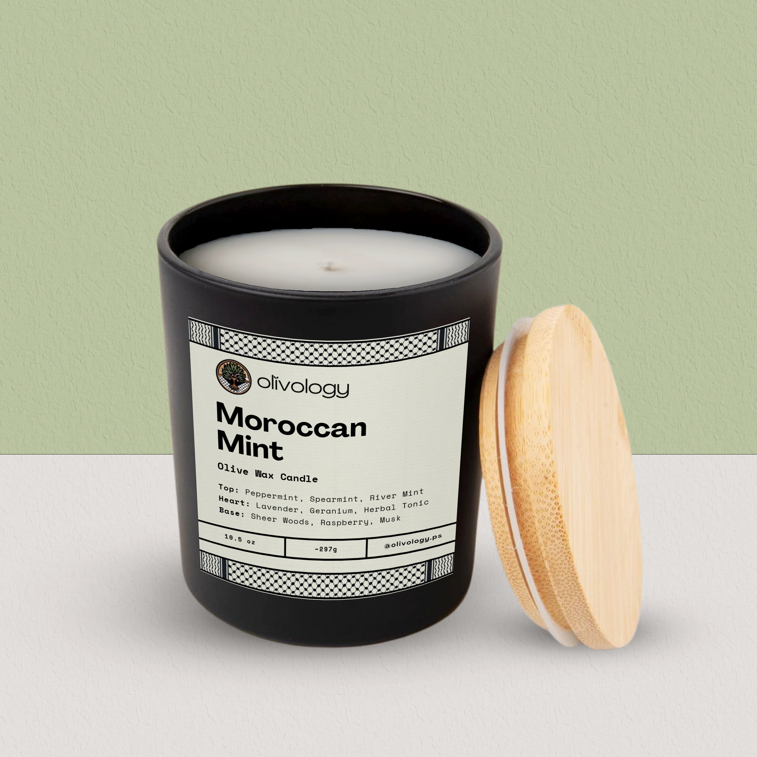 Moroccan Mint — Handmade Olive Wax Candle 10.5 oz