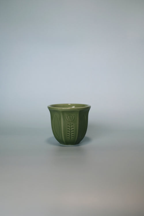 Arabic Ceramic Coffee Cups Set of 6 - Green