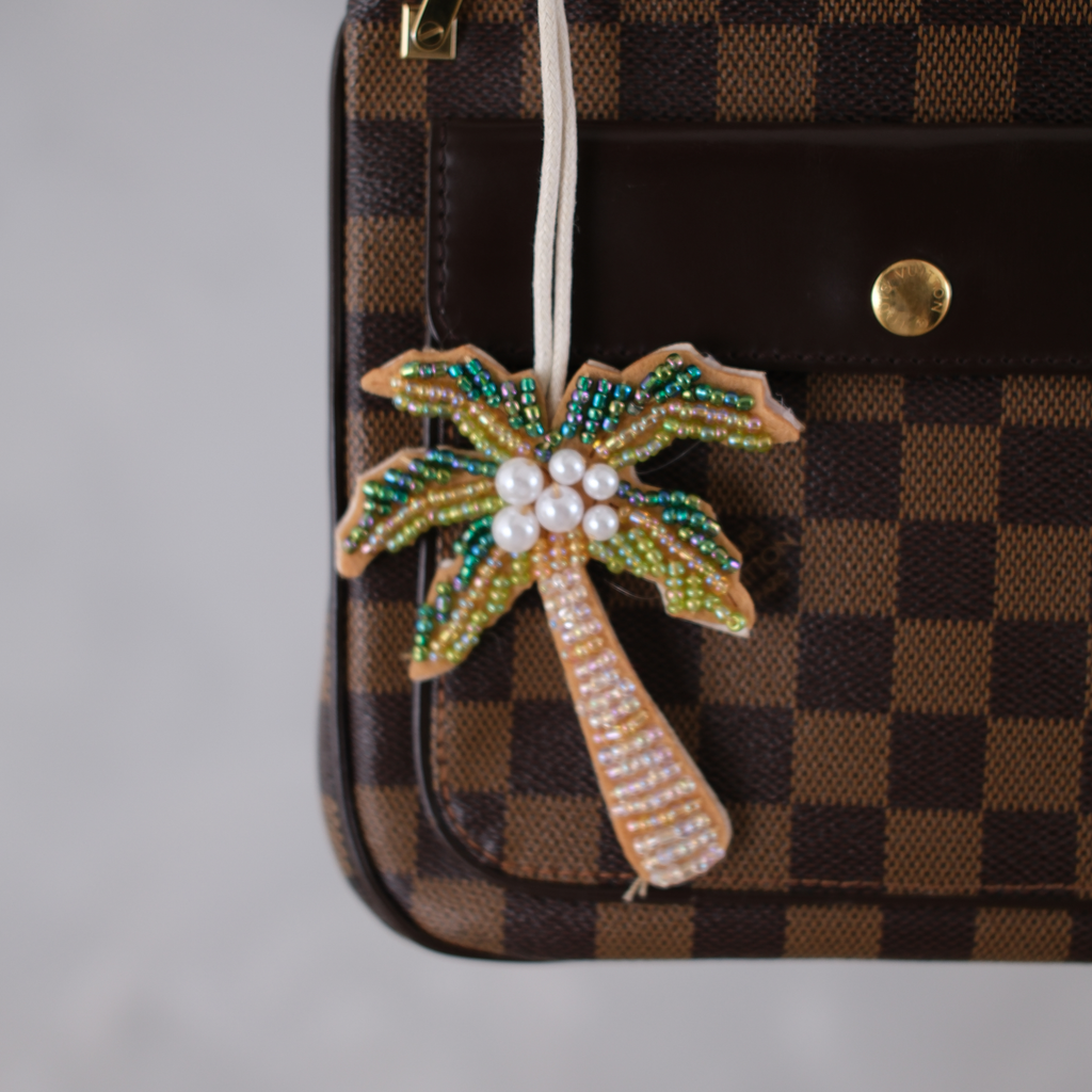 Handmade Palm Tree Bag Charm With Pearls