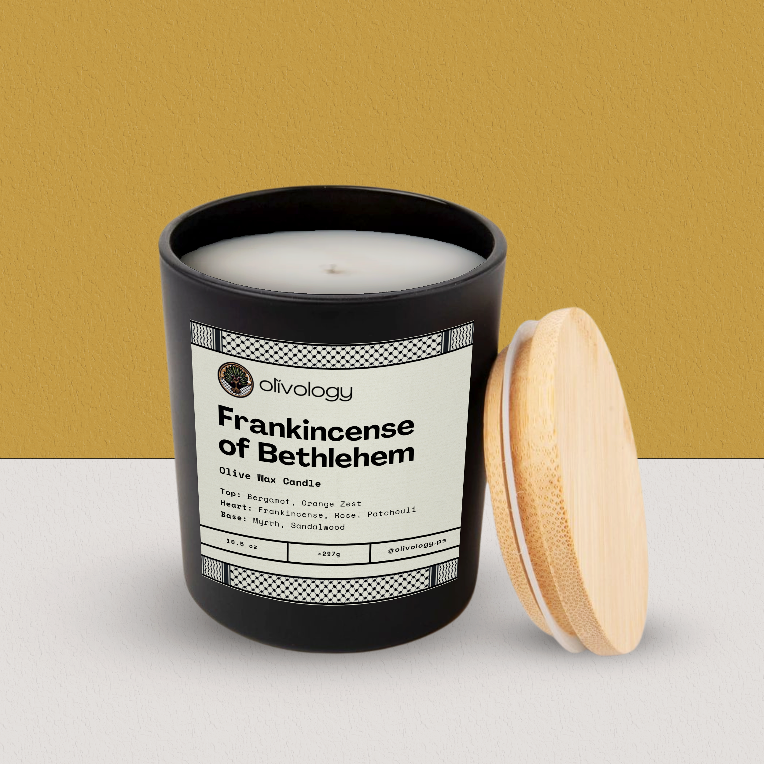 Frankincense of Bethlehem — Handmade Olive Wax Candle 10.5oz