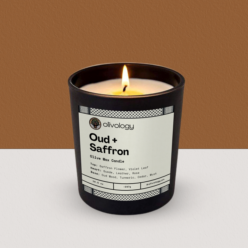 Oud + Saffron — Handmade Olive Wax Candle 10.5 oz