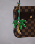 Handmade Palm Tree Bag Charm Green & Pink
