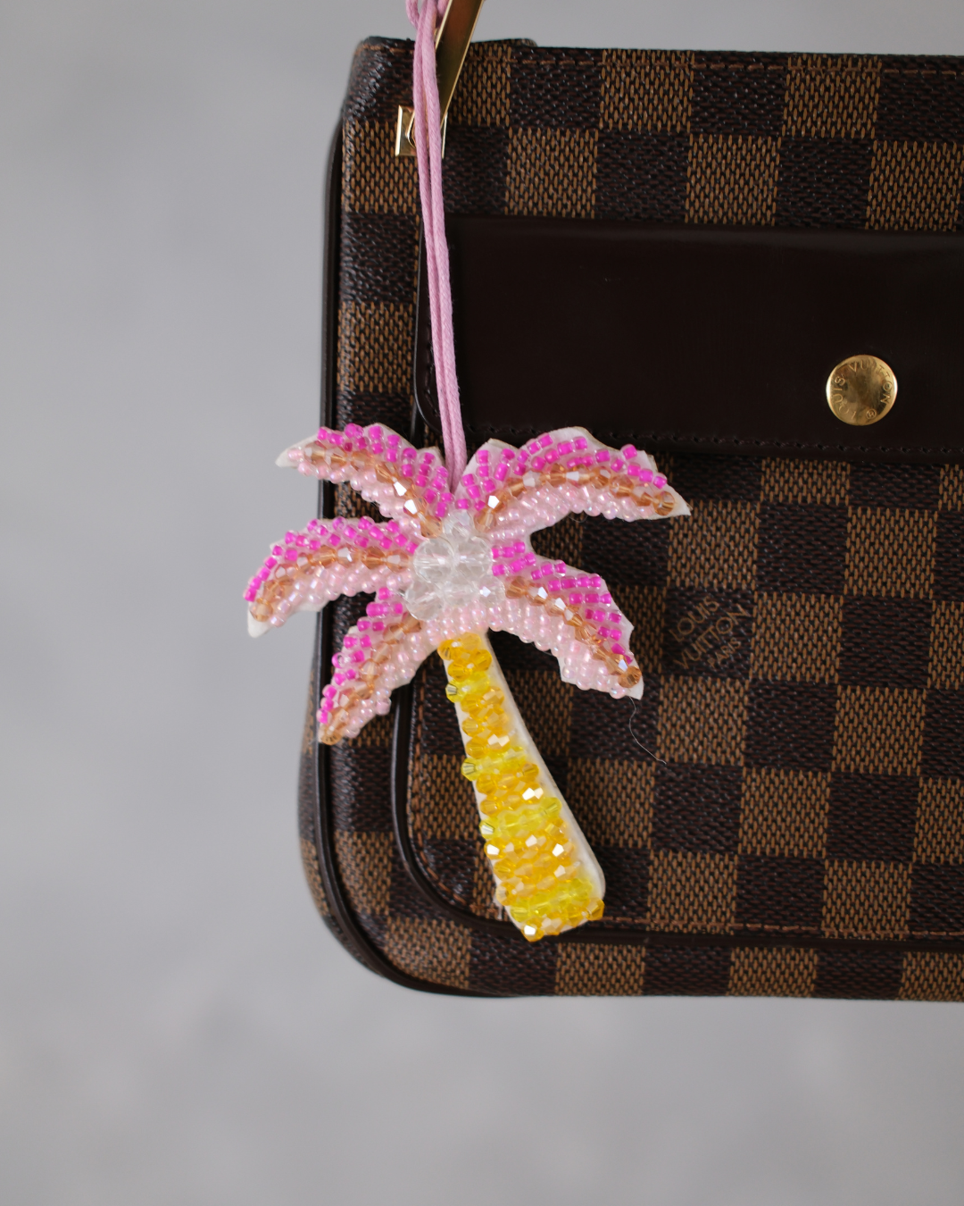 Handmade Palm Tree Bag Charm Pink