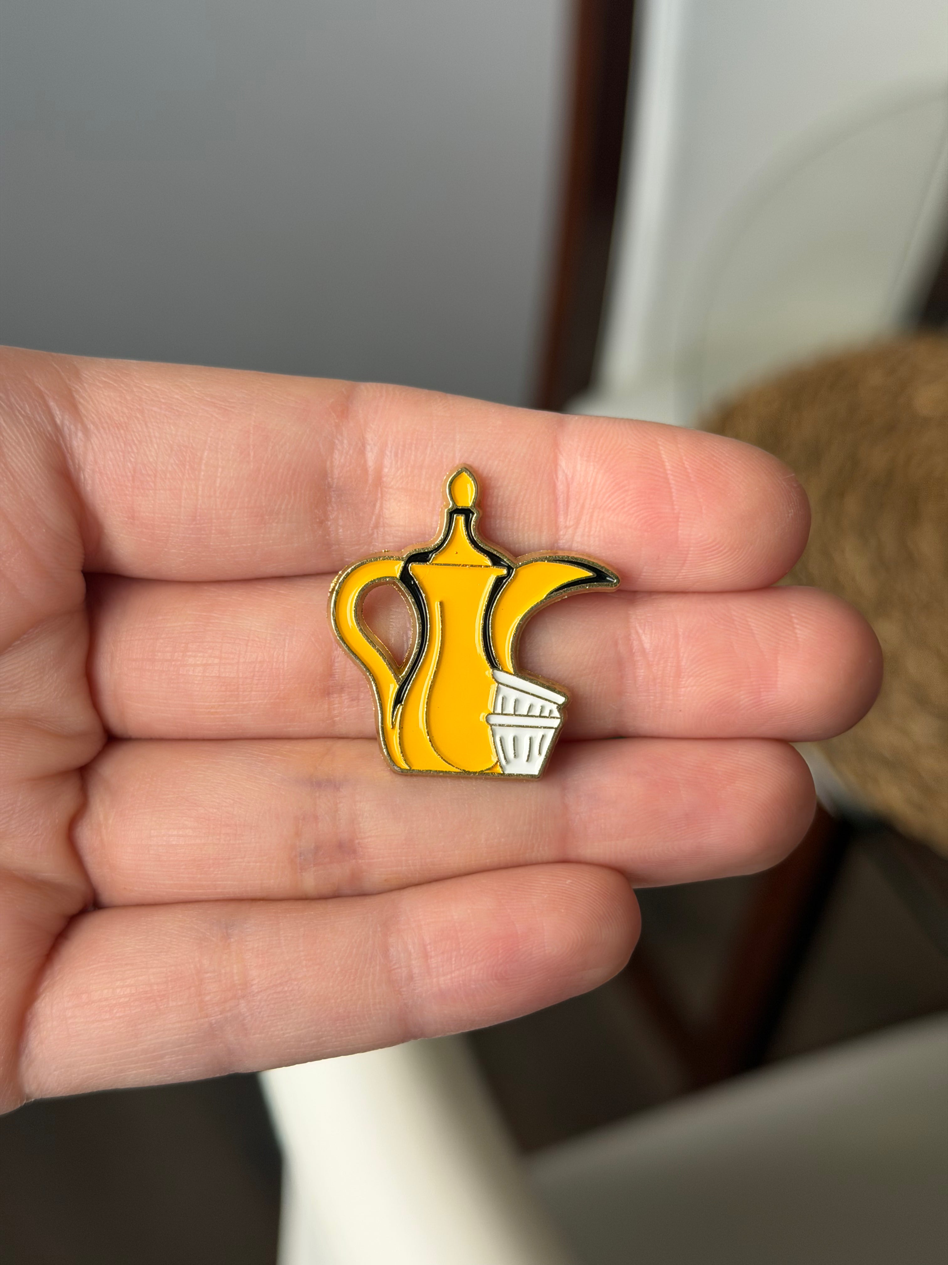 Finjan and Arabic Coffee Cups Enamel Sticker
