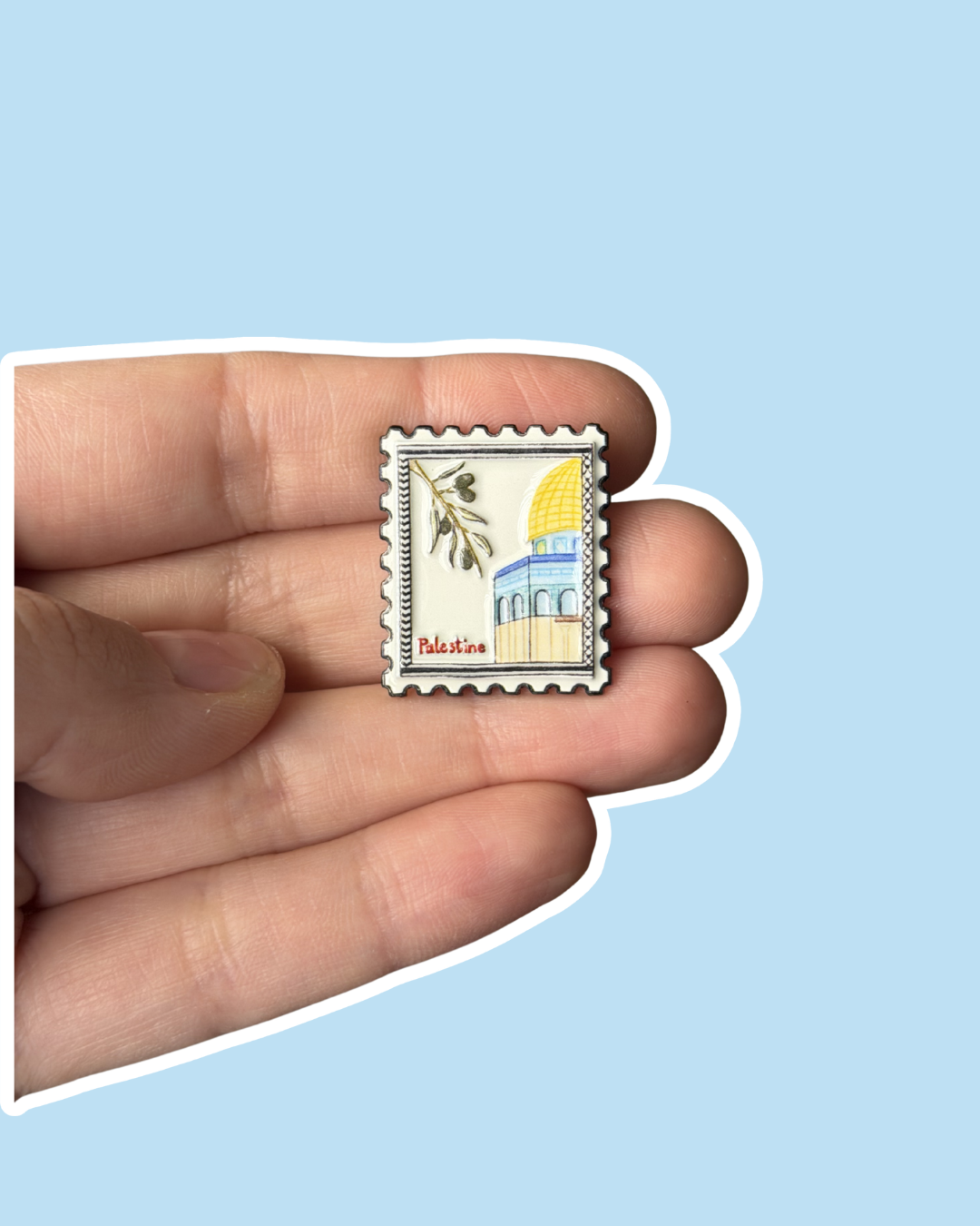 Palestine Enamel Sticker with Dome of the Rock and Olives