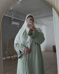 Mint Green Abaya With Lavendar and Palm Tree Embellishments