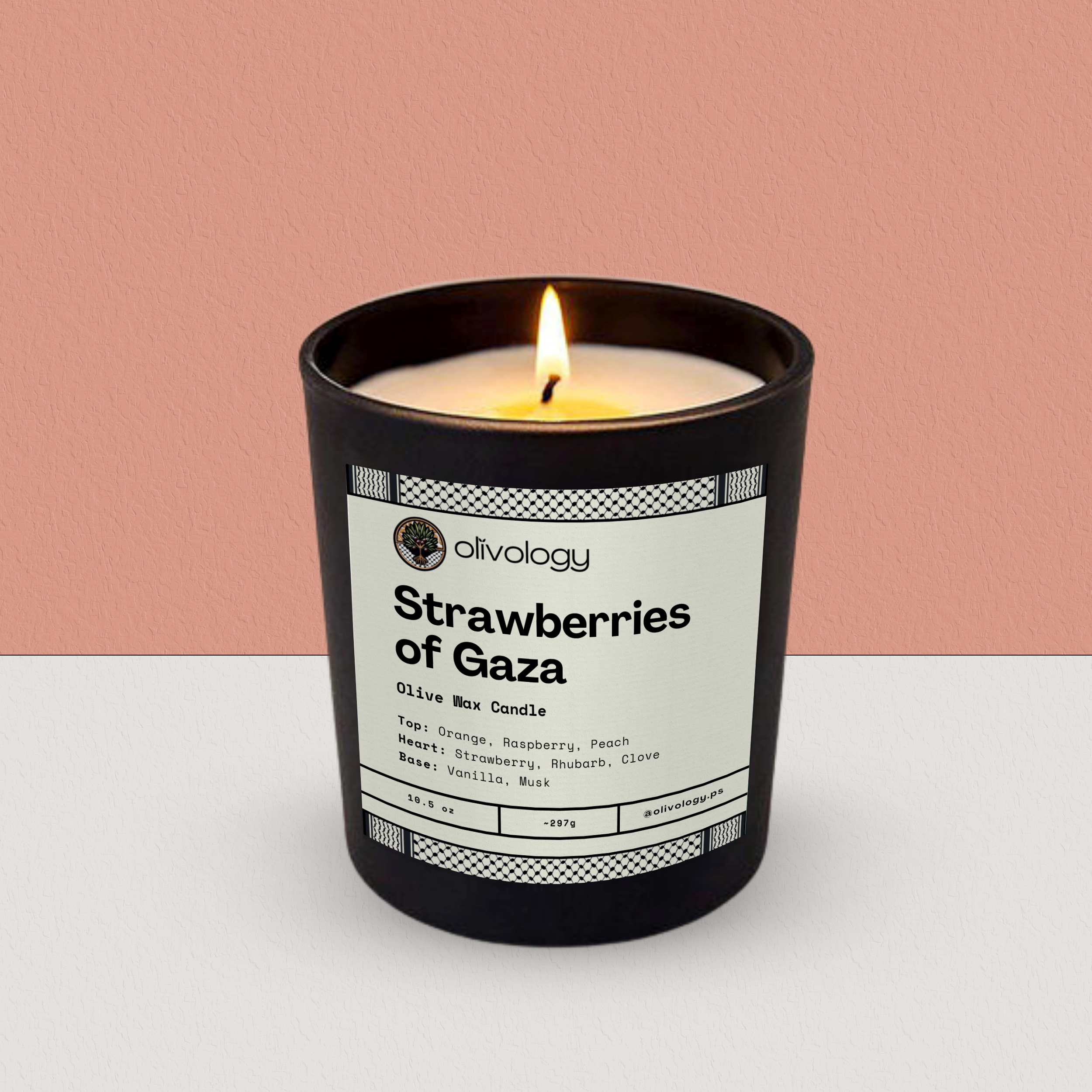 Strawberries of Gaza — Handmade Olive Wax Candle 10.5 oz